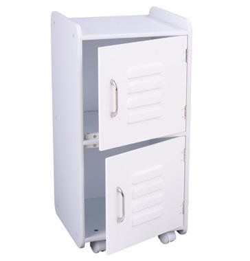 KidKraft Medium Kids Wood Storage Locker w Wheels White 14321