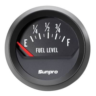 Sunpro Analog Styleline Electrical Fuel Level Gauge 2 Dia Black Face