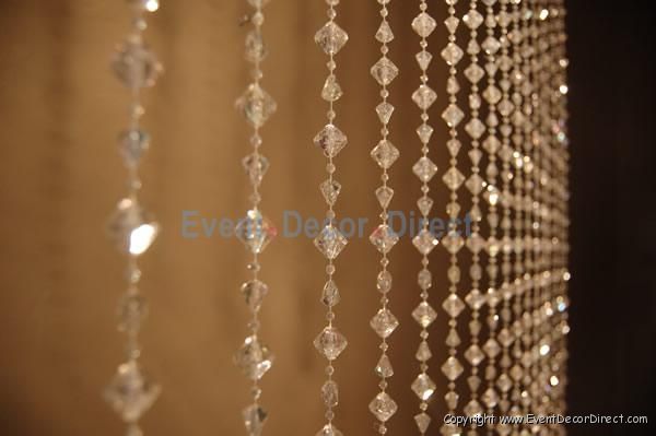 6ft Long Large Diamond Iridescent Acrylic Crystal Curtain Wedding