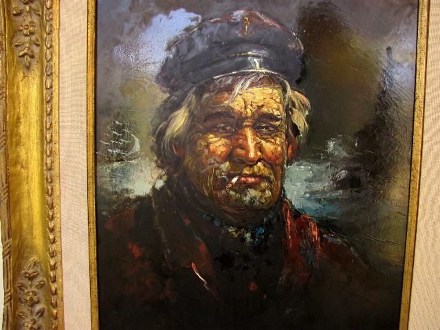 Vintage Laslo Kohanecz Sea Captain Painting Oil Seascape Signed