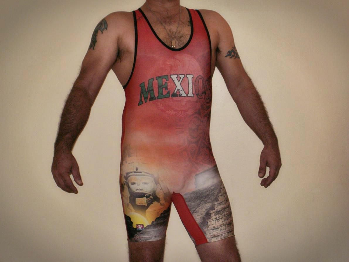 Brute Mexico Theme Wrestling Singlet Muscle Large Lycra