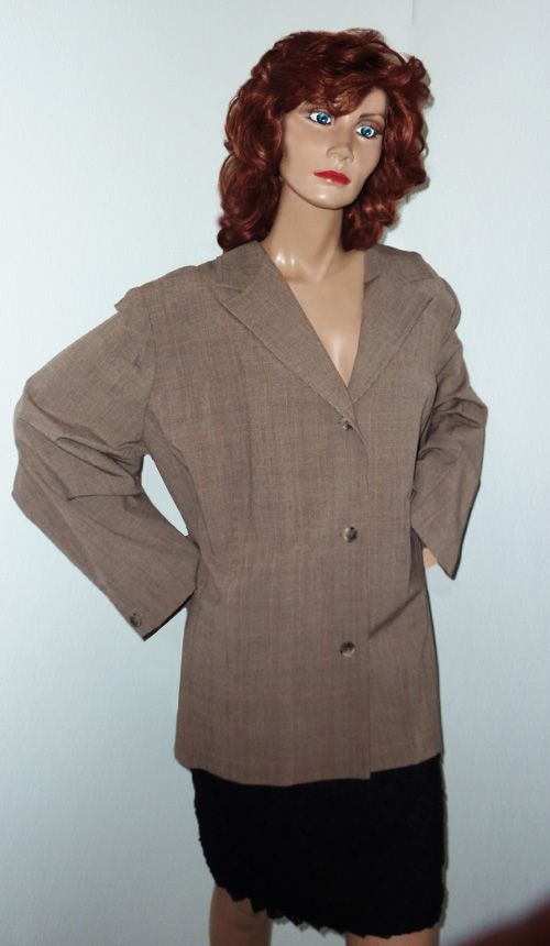 Maggie Barnes Plus Size 34W 4X Brown Tweed Blazer Jacket Top Blouse
