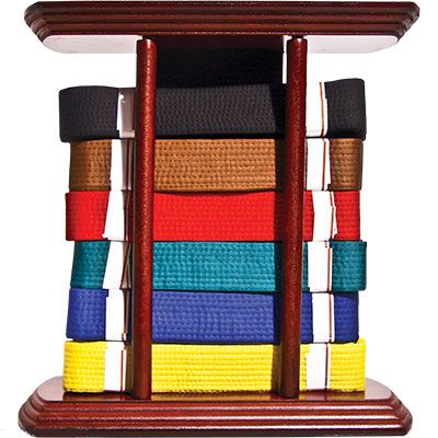 Table Top Martial Arts 6 or 10 Belt Display Case with Laser Carved