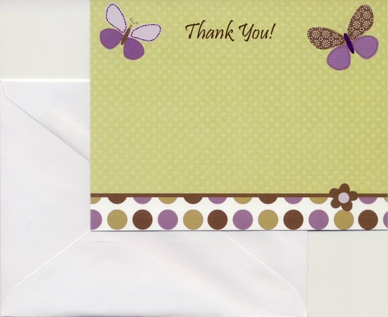 These adorable baby shower thank you cards match the Carters Garden