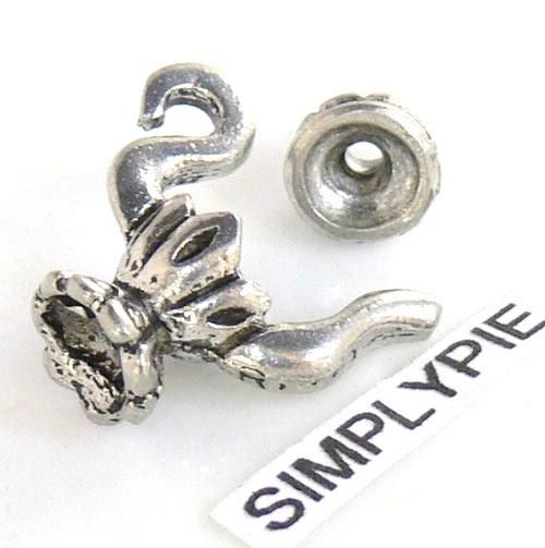 Antiqued Silver Teapot Kettle Metal Bead Caps Charms 2 Piece