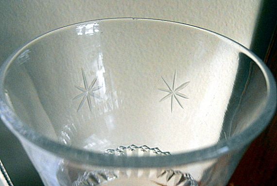 EAPG Goblet Lace Band w Etched Stars Imperial Glass Co 1902