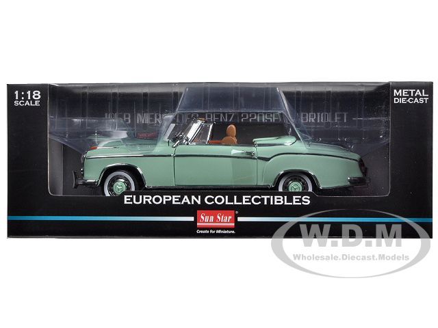 1958 Mercedes 220SE Open Convertible Green 1 18 Diecast Car Model