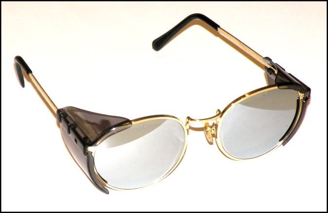 Retro Style Cowboy Action Shooting Glasses Gold Silver