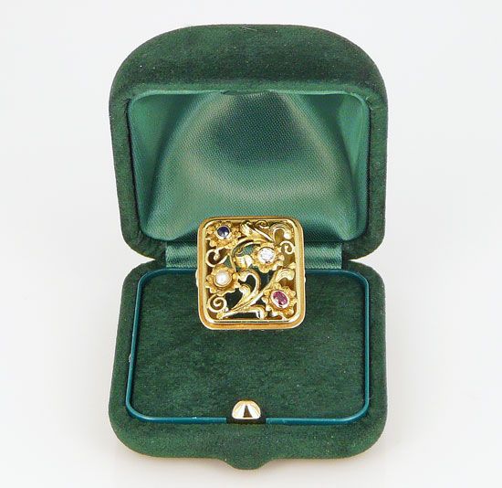 Antikschmuck ART DECO Gemüsering RING 585 Gold Altschliff Diamant