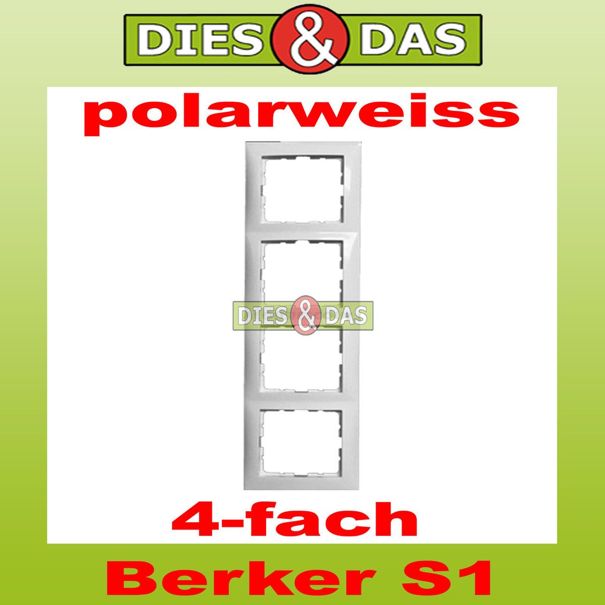 Berker S1 Abdeckrahmen 4 fach Rahmen pws/gl, senkrecht/waagerecht