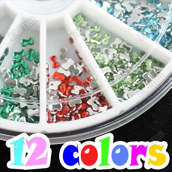 1200pcs 12 Diff Colors Bow Tie Design Glitter Decoration for Acrylic