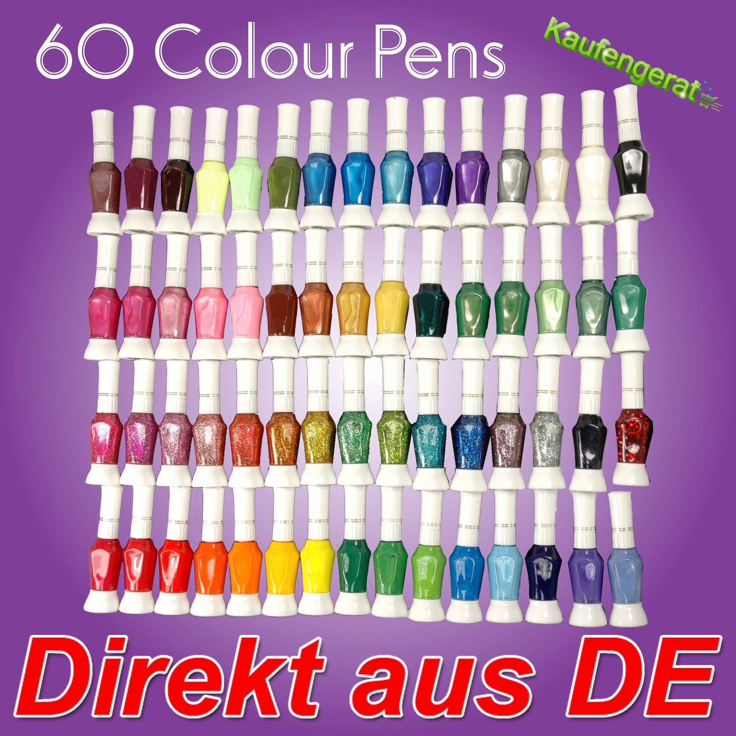 60 Farben Nail Art Pen Nagellack Set & brush Pinsel 2 Way bestpreis