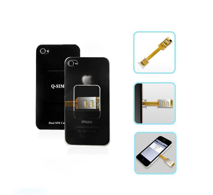 Brand New Dual SIM Card Adapter + Back shell cover Case for apple