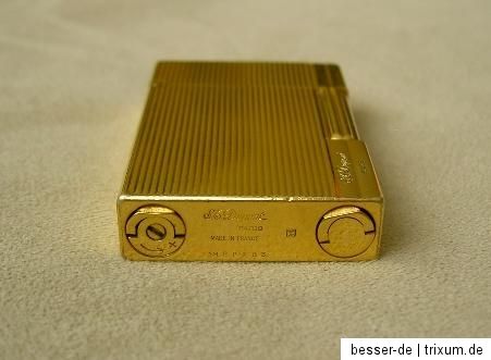 Dupont Feuerzeug Linie Gatsby Gold Streifen Relief Box + Papiere