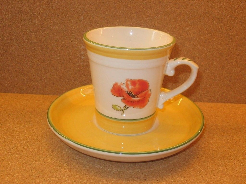 Zeller Keramik Kornfeld Mohnblume Tasse konisch 2   tlg.