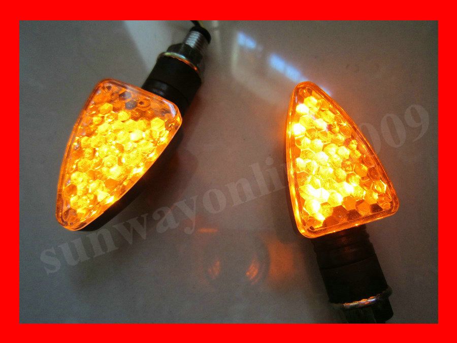 4X Motorrad 15LED Gelbe Blinker Lampe Lichter Kurzer Stiel Universal E